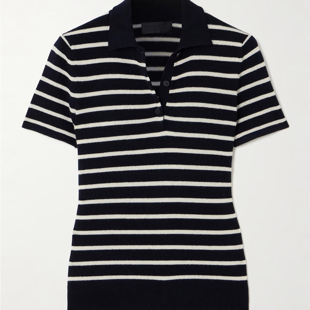 Nili Lotan Navy and White Striped Sweater